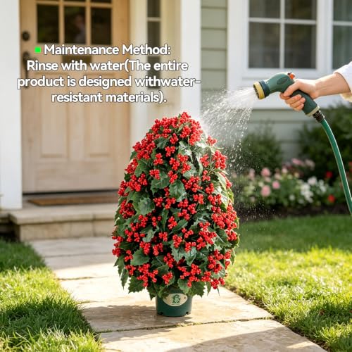 28-Inch Artificial Christmas Berry Plant in Pot - Red Holly Decor, Rustic Winter Holiday Indoor Outdoor