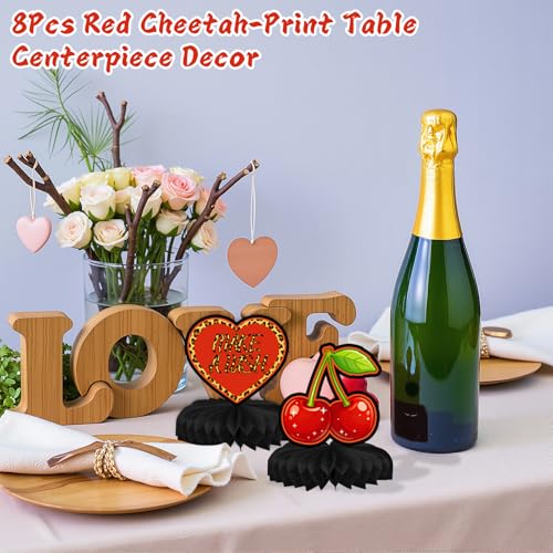 8-Piece Red Cheetah Print Birthday Decorations Set