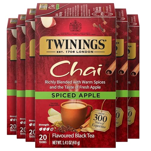 Twinings Spiced Apple Chai Black Tea Bags, 20 Count (6 Pack)