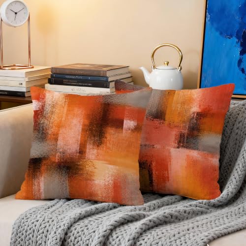 Hexagram 18x18 Burnt Orange Throw Pillow Covers (Set of 4)