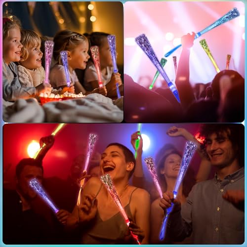 56 Pack LED Fiber Optic Wands Multicolor Glow Sticks for Parties