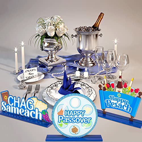 Happy Passover Wooden Centerpiece Set - 3-Piece Table Decor