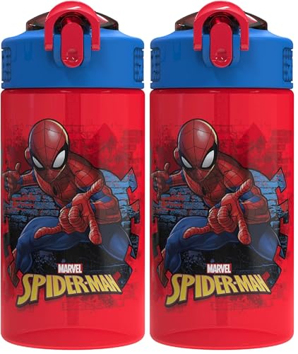 Zak Designs Spider-Man Kids Leak-Proof 16oz Water Bottle - BPA-Free, Red (Pack of 2)