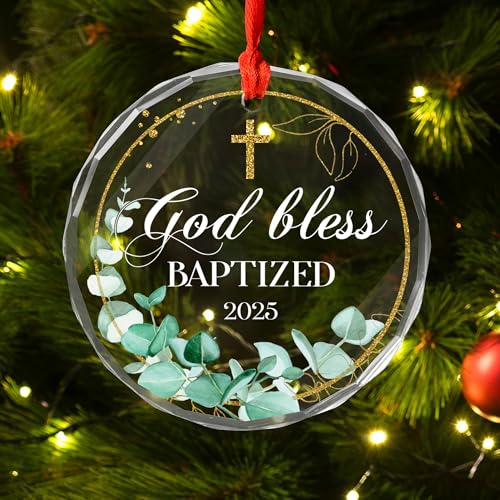 Brevnex God Bless Baptized 2025 Ornament Cross Christening Gift
