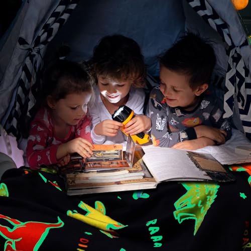 SNOWOLF Glow in the Dark Dinosaur Throw Blanket, Soft Fleece, 50" x 60"