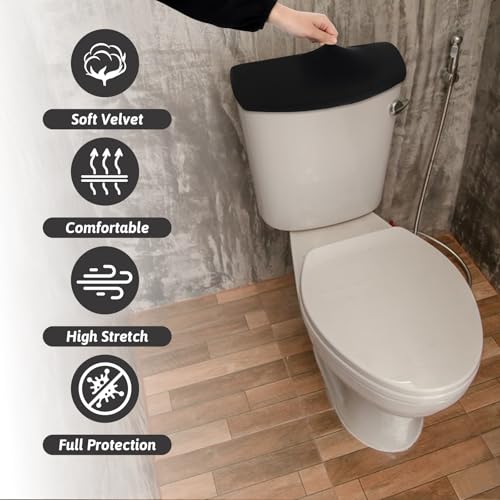 JJUNW 2-Pack Toilet Tank Covers - Elastic Polyester Bathroom Decor