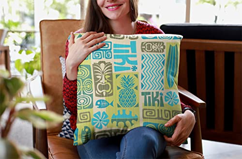 Tiki Decorative Throw Pillow Cover - 18x18 Soft Plush Cushion Case