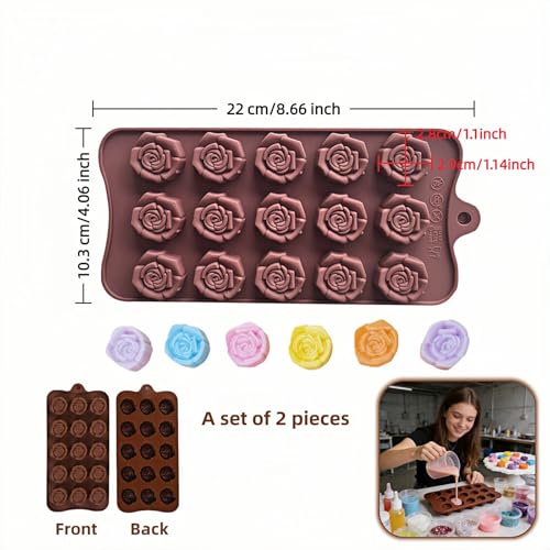 Rose Silicone Molds 2-Pack for Chocolates & Treats - Food Grade