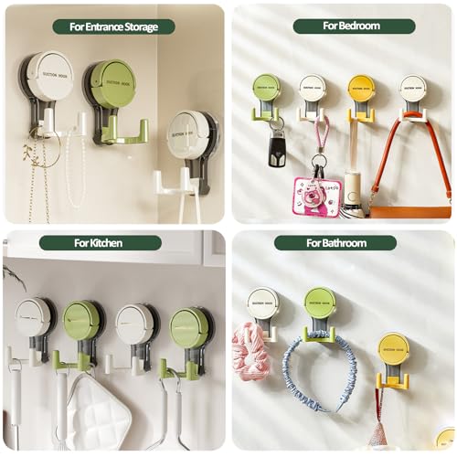 Eternelovery 3PCS Suction Cup Hooks for Bathroom & Kitchen - Heavy Duty Reusable Adhesive Shower Towel Hooks