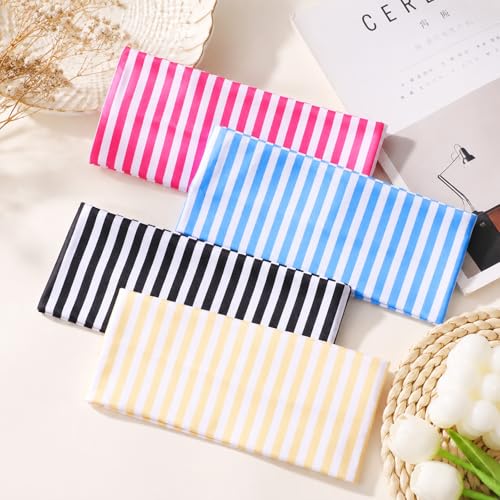 Zelphvt Striped Headbands 4-Pack - Wide Non-Slip Stretchy Yoga Workout Hair Bands