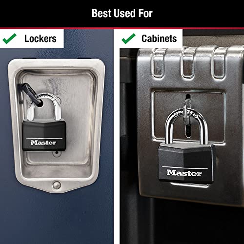 Master Lock 141Q Keyed Padlock, 4 Pack, Black Aluminum Body