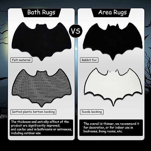 Gothic Bat Shaped Bath Mat | Soft Non-Slip Halloween Rug 32.5x21.7 in