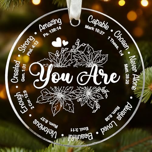 Christian Christmas Ornament for Women - Inspirational Acrylic Decoration