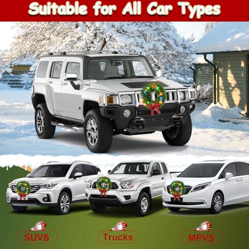 2-Piece RGB LED Car Wreaths for Truck Decorations - Festive Holiday Vehicle Decor