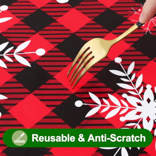 Fitted Christmas Tablecloth for 42-50 Inch Round Tables - Black & Red Variation