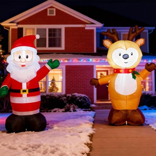 Inflatable Santa Claus and Reindeer Set 4ft - Santa & Deer Variation
