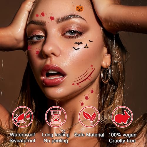 LemonSac 6Pcs Glitter Freckles Face Tattoo Waterproof Sparkle Makeup