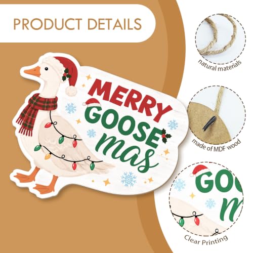 Goose Christmas Winter Sign Decor - Festive Holiday Home Decoration - 10x8 Inch