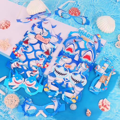 CIEHER 16 Shark-Themed Paper Eyeglasses for Parties & Photos