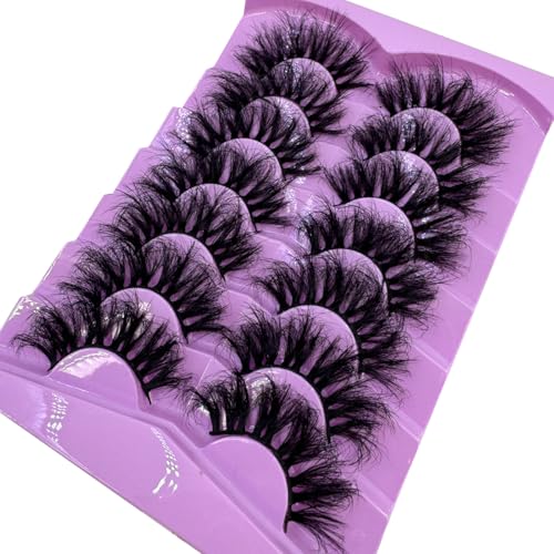 HBZGTLAD 25mm Faux Mink False Eyelashes Fluffy Cat Eye Multipack