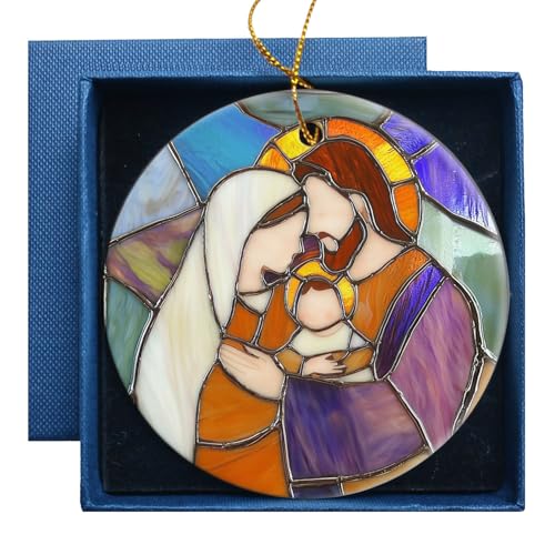 Stained Glass Nativity Ornament - Mary, Joseph & Baby Jesus