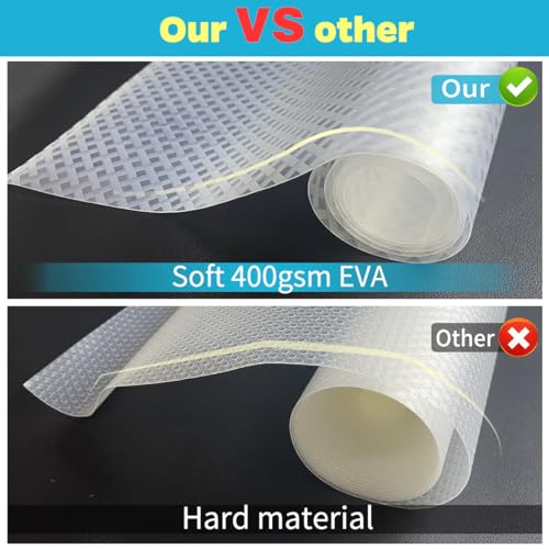 Bloss Refrigerator Shelf Liners - Clear Grid, 12" x 78" Washable EVA Mats