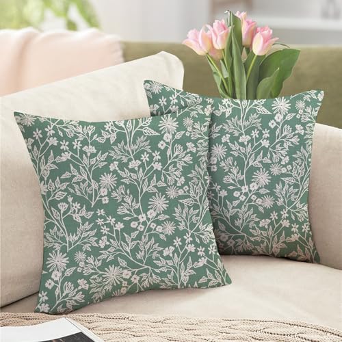 Floral Decorative Throw Pillow Covers - 18x18 Set of 2