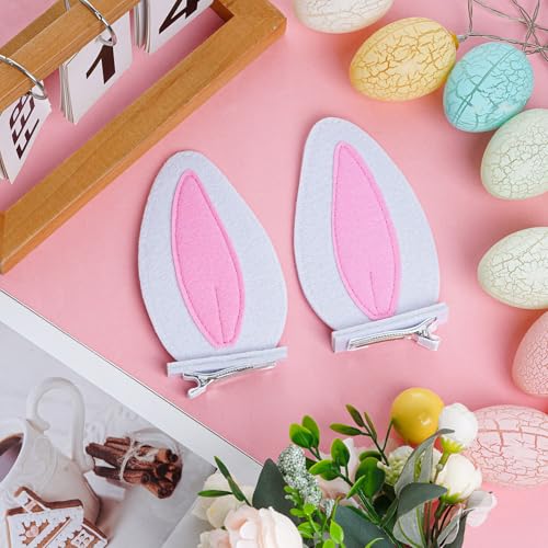 Sucrain White Bunny Ears Hair Clips 4-Piece Easter Costume Accessories