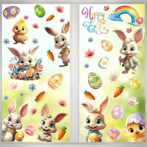 Easter Window Clings - 8 Sheets of Bunny, Chick, Egg Decals