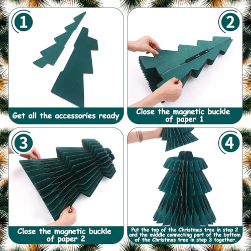 Large Honeycomb Paper Christmas Tree - Dark Green, 2ft 6in - Holiday Decor