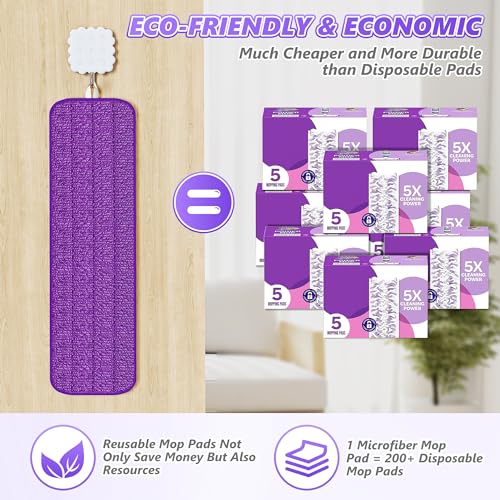 BPAWA Reusable Microfiber Replacement Mop Pads for 15" Mops