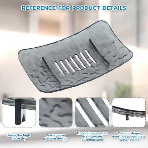 Self-Draining Soap Dish Set of 2 - Black & White Bathroom Holder