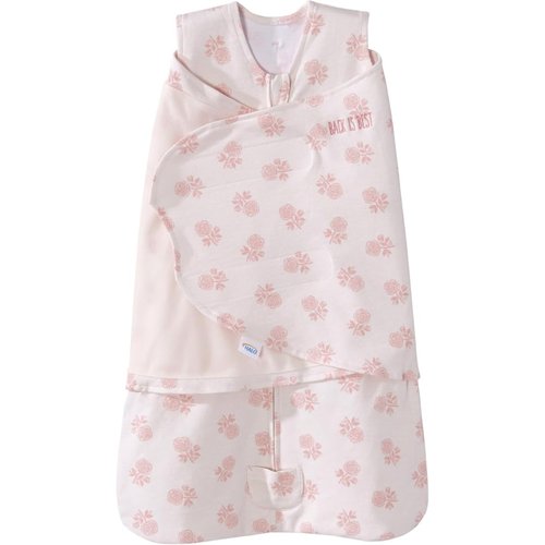 HALO 100% Cotton Sleepsack Swaddle - 3-Way Adjustable Wearable Blanket, Blush Watercolor Rose, Small (3-6 Months)