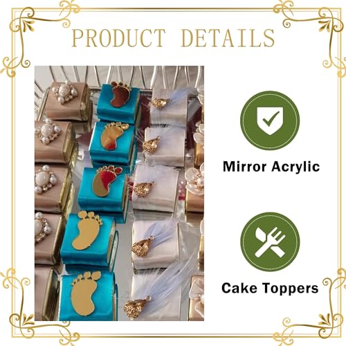 Gold Baby Feet Cake Topper Set - 6PCS Acrylic Decorations