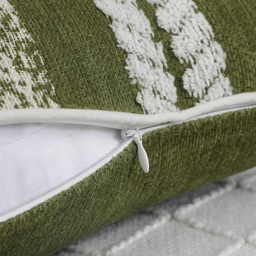 Boho Throw Pillow Covers Set of 2 - Soft Chenille for Couch