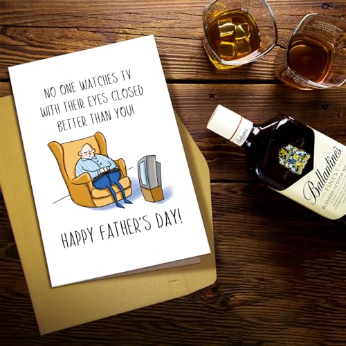 Funny Father's Day Card for Dad, Husband, Grandpa - Humorous TV Watcher