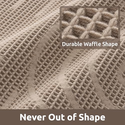 AMOAMI Super Absorbent Waffle Bath Mat - Non-Slip, Machine Washable, Brown 20"x32"