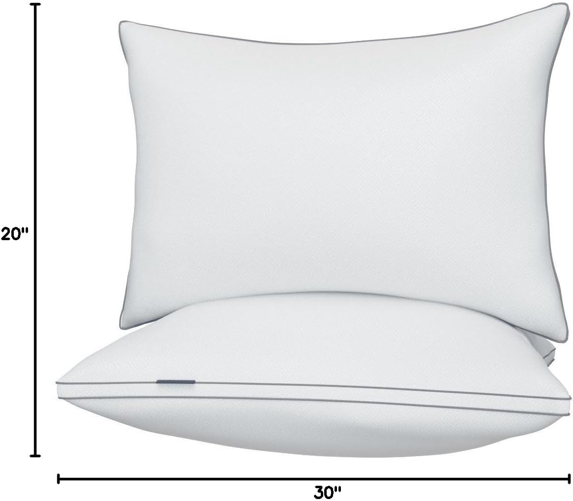 Viewstar Queen Size Pillows Set of 2 - Hotel Quality Down Alternative Gusseted Design for All Sleepers | White