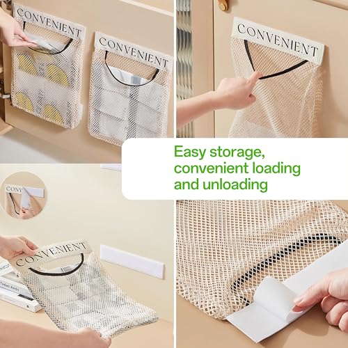 2-Pack Adhesive Trash Bag Holder Dispenser - Wall Mount Mesh Organizer
