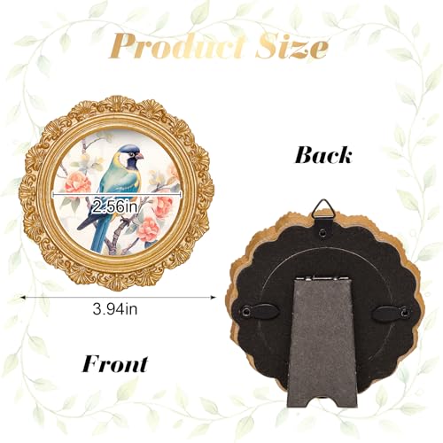 3x3 Round Vintage Picture Frame, Antique Bronze Ornate Mini Photo Frame