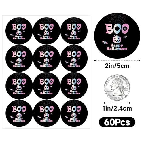 Happy Halloween Stickers - 60Pcs Self-Adhesive 2-Inch Labels