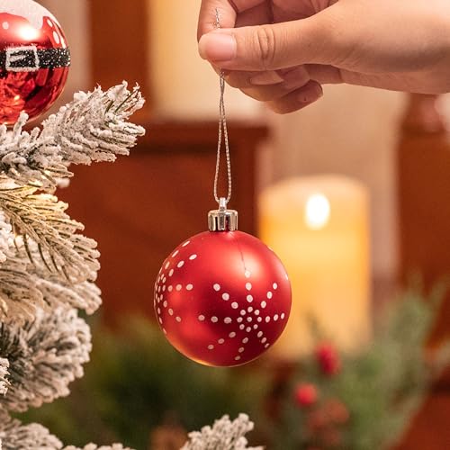 Christmas Ornaments Set - Red & White Shatterproof Holiday Decor, Bulk 225 Count