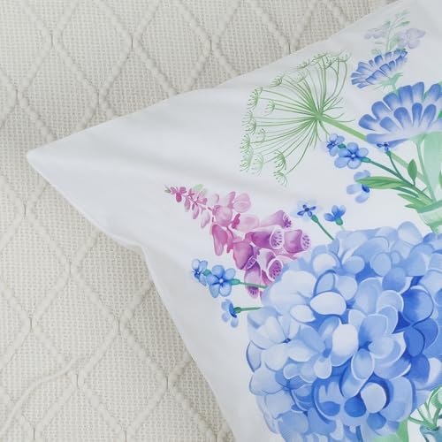 Bonhause Floral Hydrangea Throw Pillow Covers 18x18, Set of 4, Blue