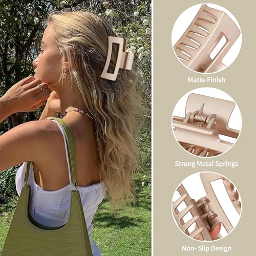 Sisiaipu 3.5 Inch Square Hair Claw Clips 6 Pack for Thin Hair