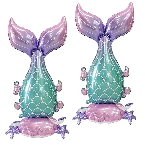 PHOGARY 2 Pcs Large Standing Mermaid Tail Balloons for Birthday Party