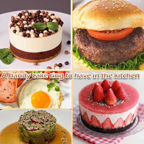KUAYB 4-Inch Round Cake Ring Mold Set with Pushers - 6 Pieces