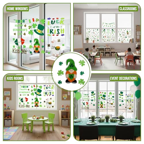 91-Piece St. Patrick's Day Gel Window Clings - Reusable Shamrocks & More