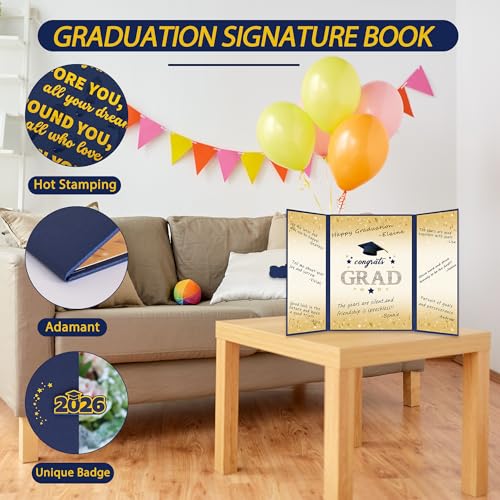 2026 Graduation Guest Book Alternative - Unique Blue Gold Design
