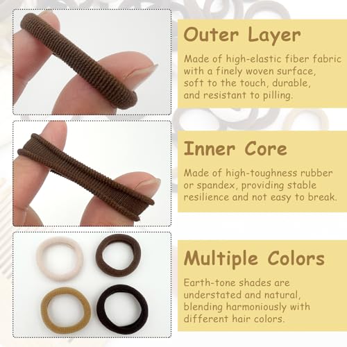 100PCS Seamless Cotton Hair Ties & Ponytail Holders, No-Damage Elastic Bands