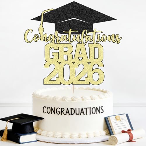 2026 Graduation Cake Topper - Congrats Grad Party Decoration
